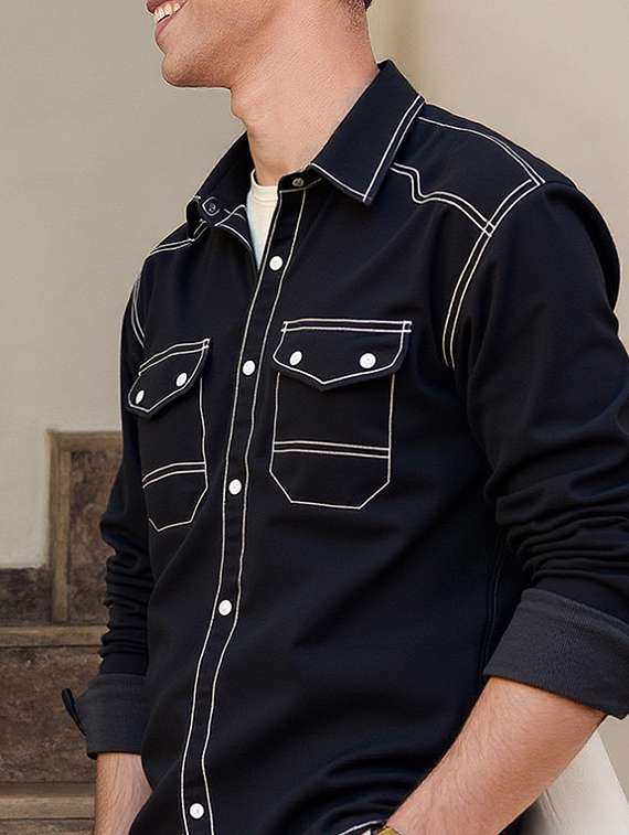 men solid long sleeve regualr fit casual shirt - 22145010 -  Standard Image - 2