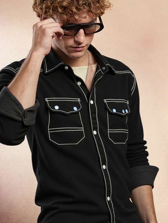 men solid long sleeve regualr fit casual shirt - 22145011 - Standard Image - 2