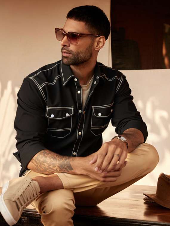 men solid long sleeve regualr fit casual shirt