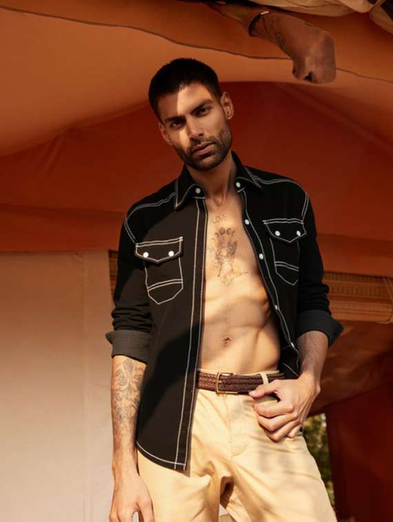 men solid long sleeve regualr fit casual shirt - 22145016 -  Standard Image - 2