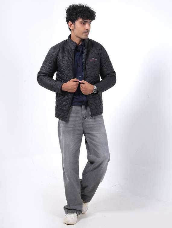 men solid long sleeve stand collar puffer jacket - 22145059 -  Standard Image - 2