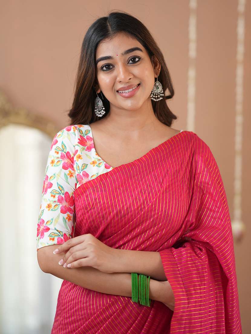 women striped handloom saree with blouse - 22145065 -  Standard Image - 7