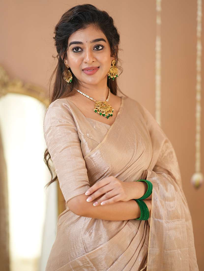 women solid handloom saree with blouse - 22145068 - Standard Image - 7