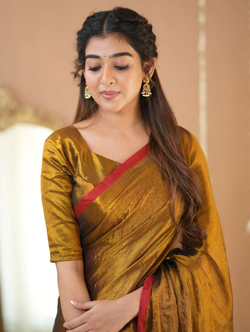 women solid handloom saree with blouse - 22145069 -  Standard Image - 7