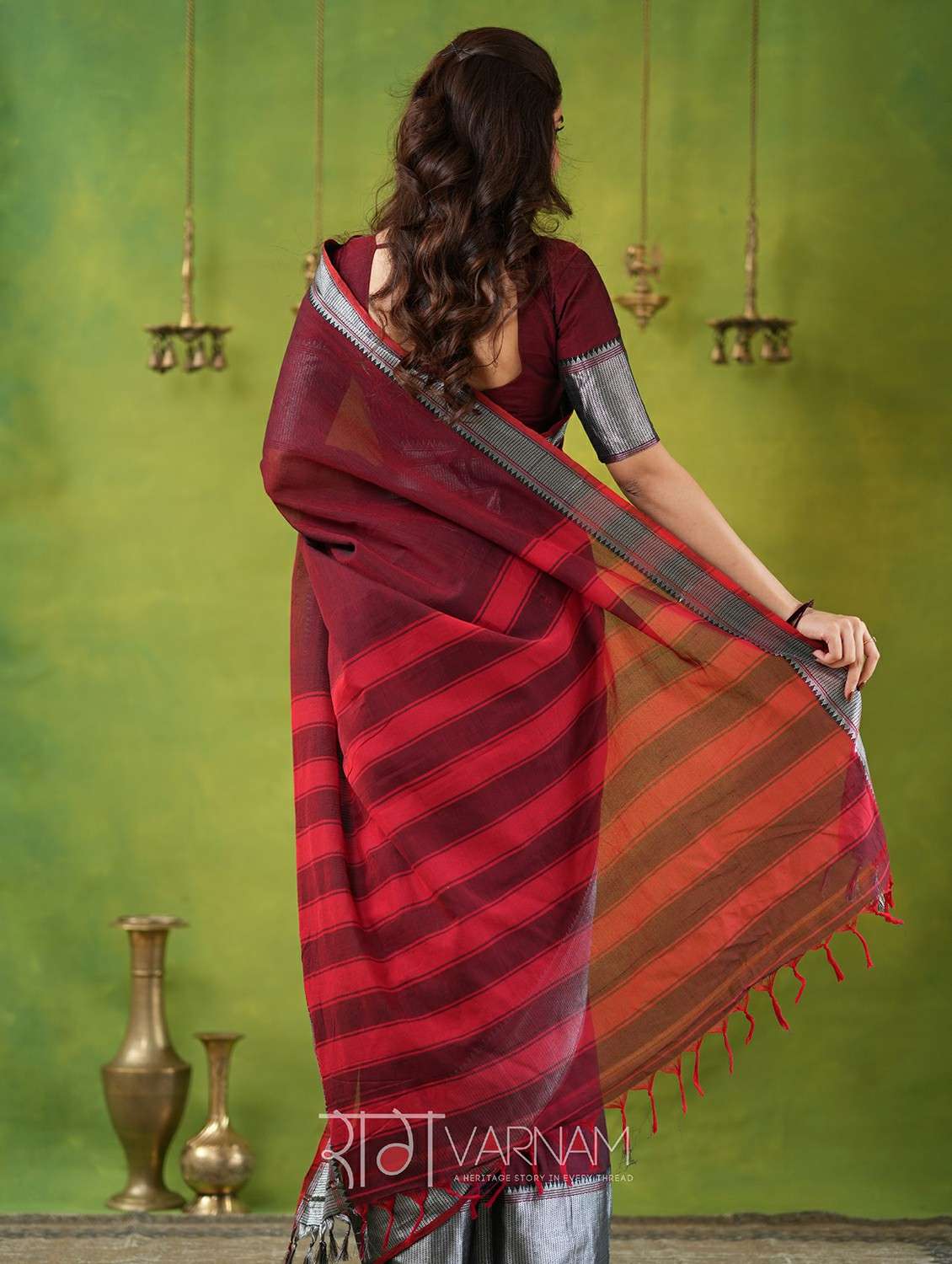 women solid with bordered narayanpet saree with blouse - 22145115 -  Standard Image - 2