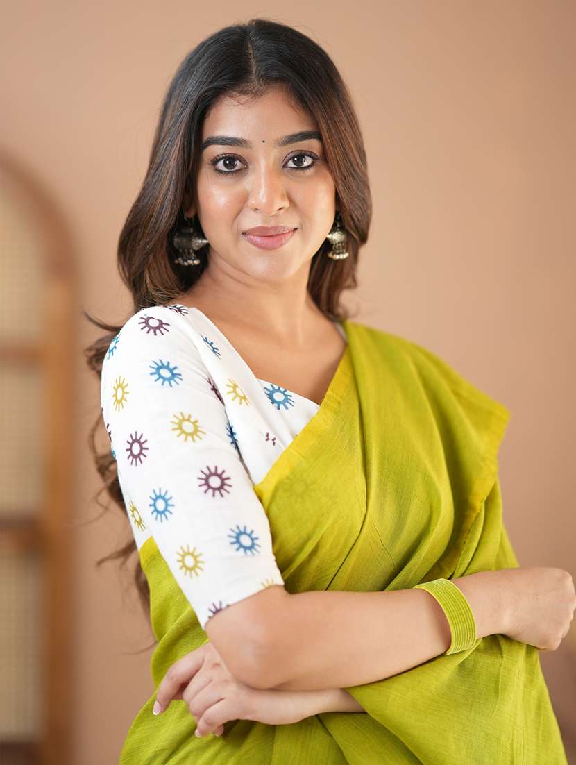 women solid handloom saree with blouse - 22145138 - Standard Image - 7