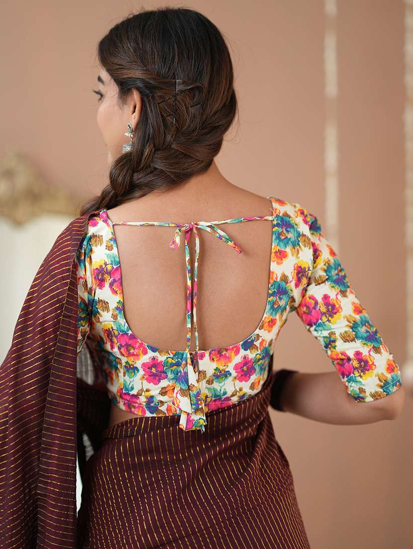 women striped handloom saree with blouse - 22145141 - Standard Image - 7