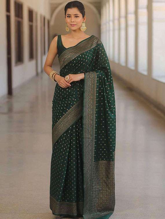 women self design banarasi saree with blouse