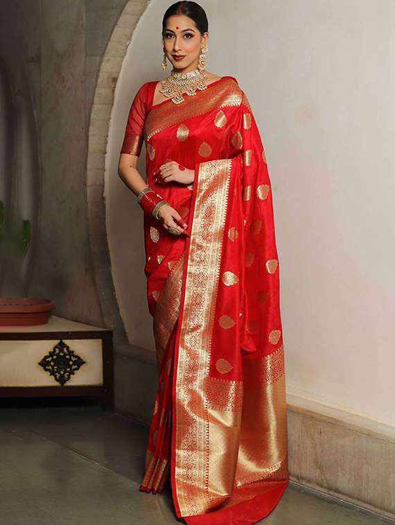 women self design banarasi saree with blouse