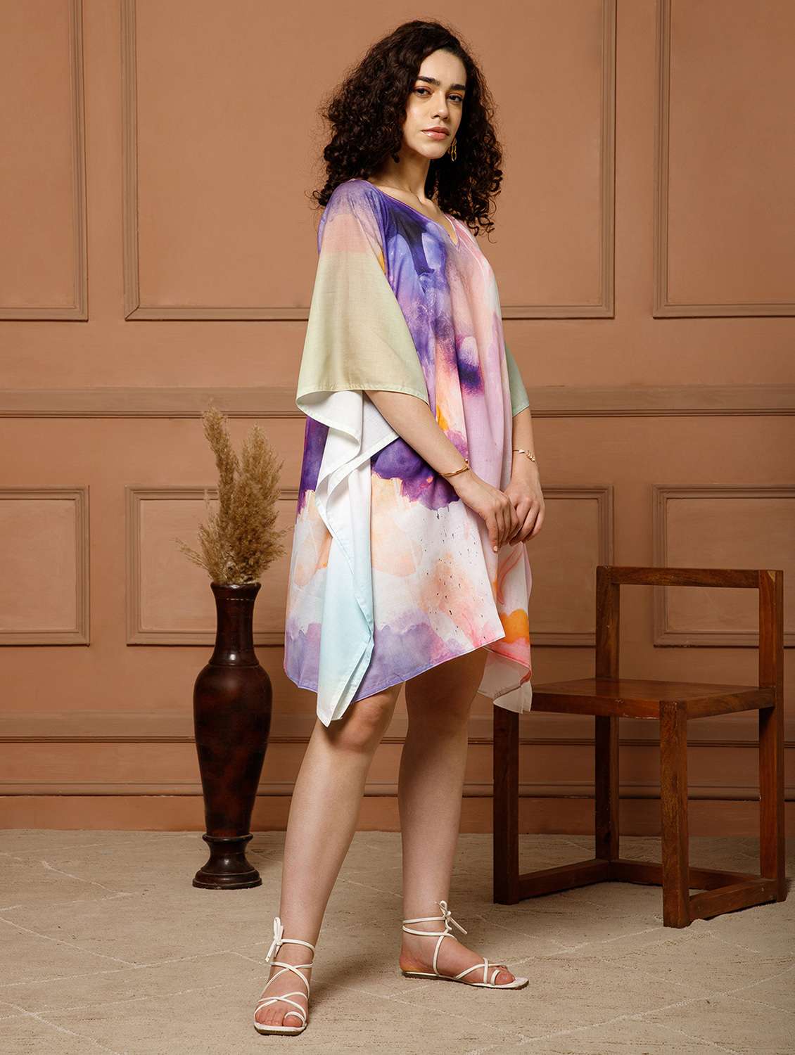 women abstract printed kimono sleeve kaftan - 22145724 - Standard Image - 2