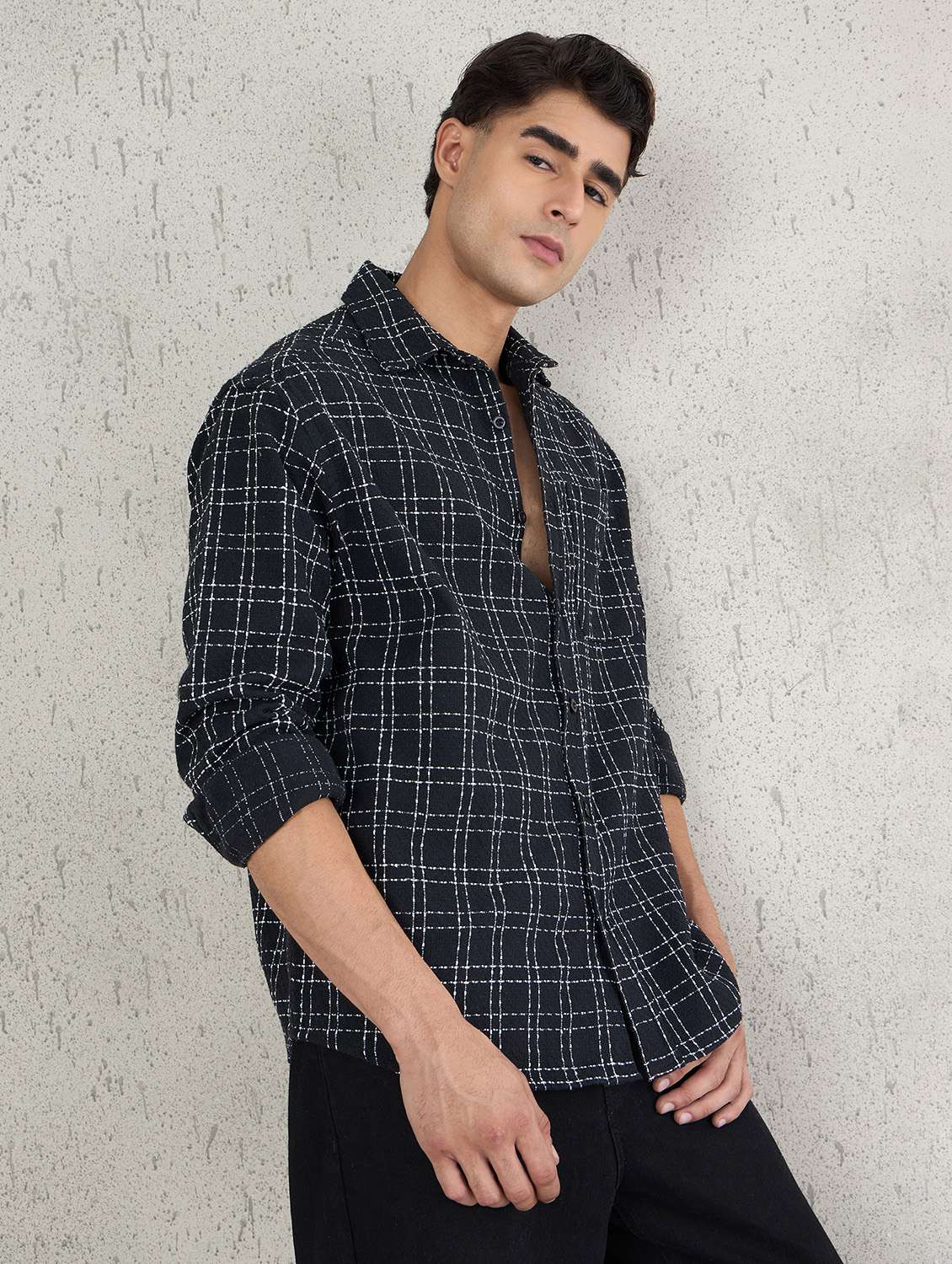 men checkered long sleeve oversized casual shirt - 22145733 -  Standard Image - 2