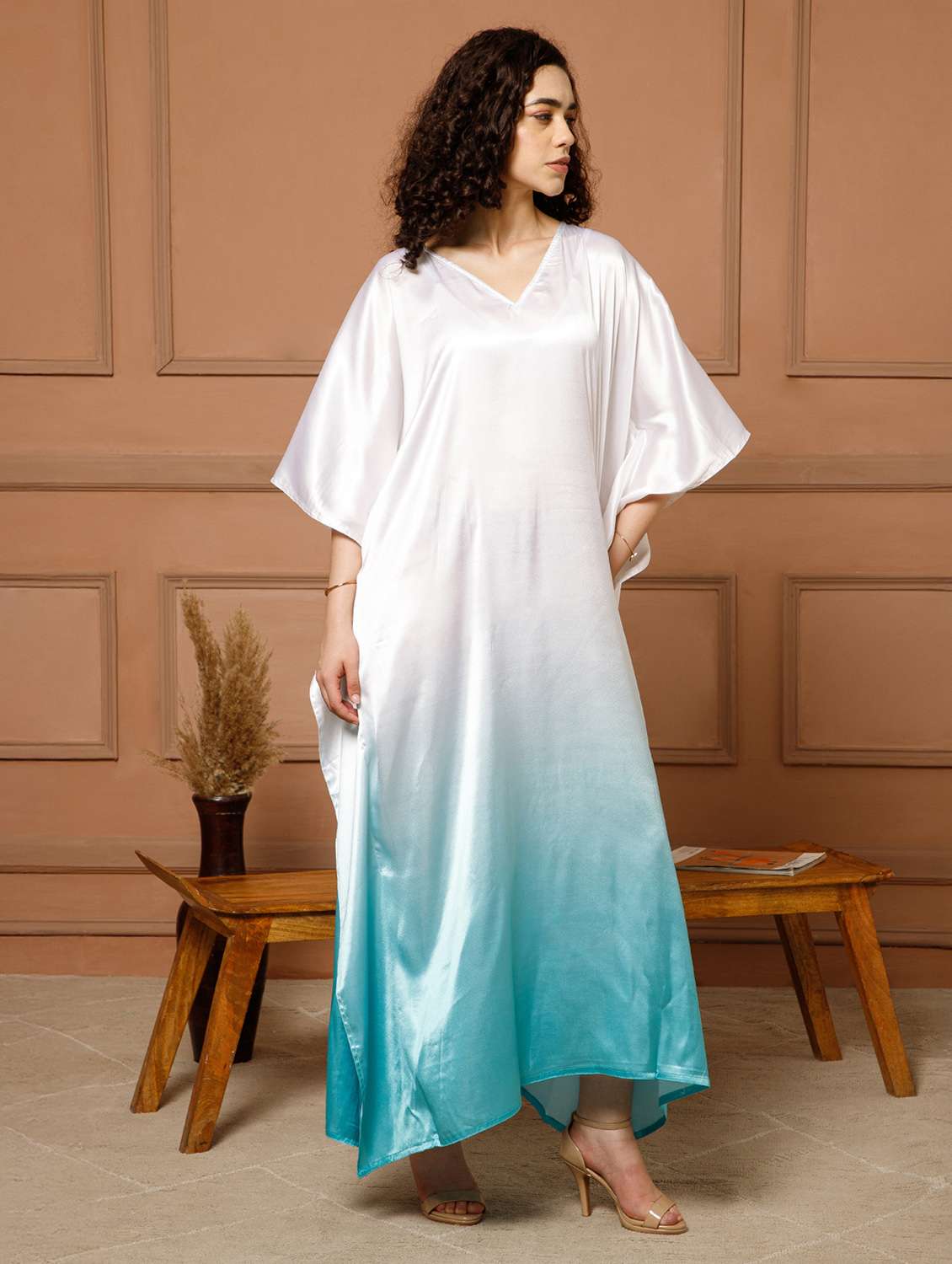 women tie & dye kimono sleeve maxi kaftan - 22145734 -  Standard Image - 2