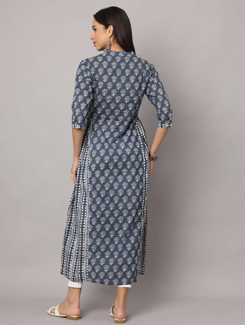 women floral printed three quarter sleeve a-line kurta - 22145750 - Standard Image - 2