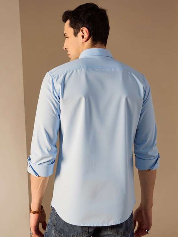 men solid long sleeve slim fit casual shirt - 22145794 - Standard Image - 2