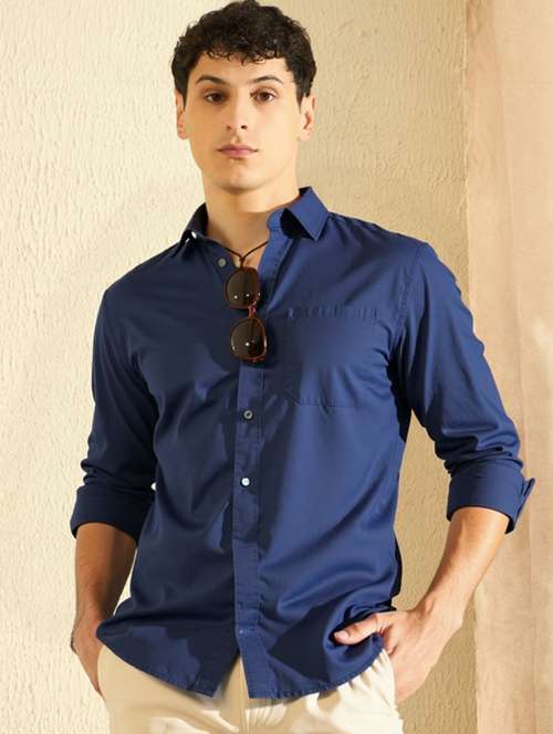 men solid long sleeve slim fit casual shirt - 22145795 -  Standard Image - 0