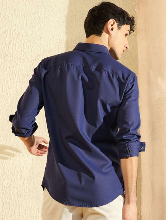 men solid long sleeve slim fit casual shirt - 22145795 - Standard Image - 2