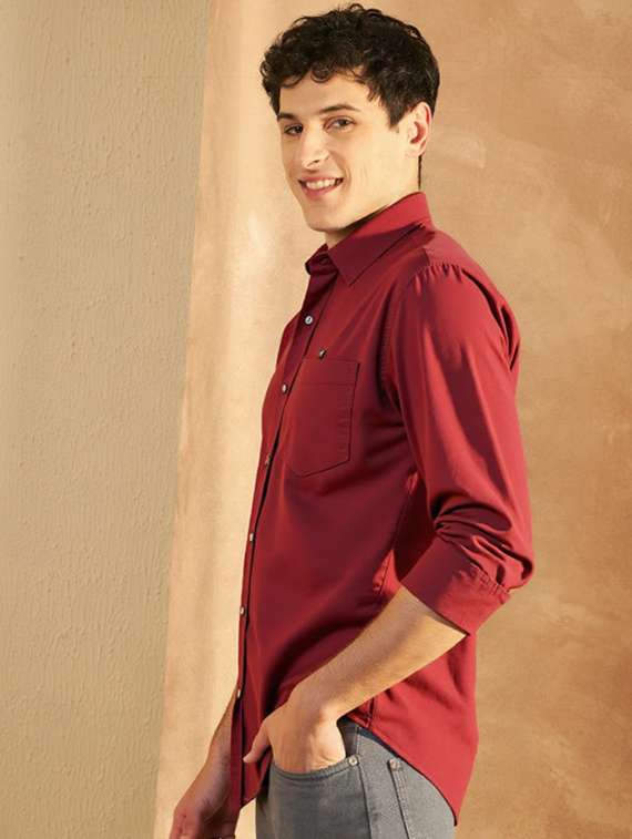men solid long sleeve slim fit casual shirt - 22145796 - Standard Image - 2