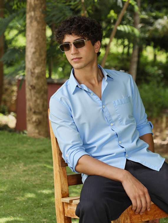 men solid long sleeve slim fit casual shirt - 22145797 - Standard Image - 2