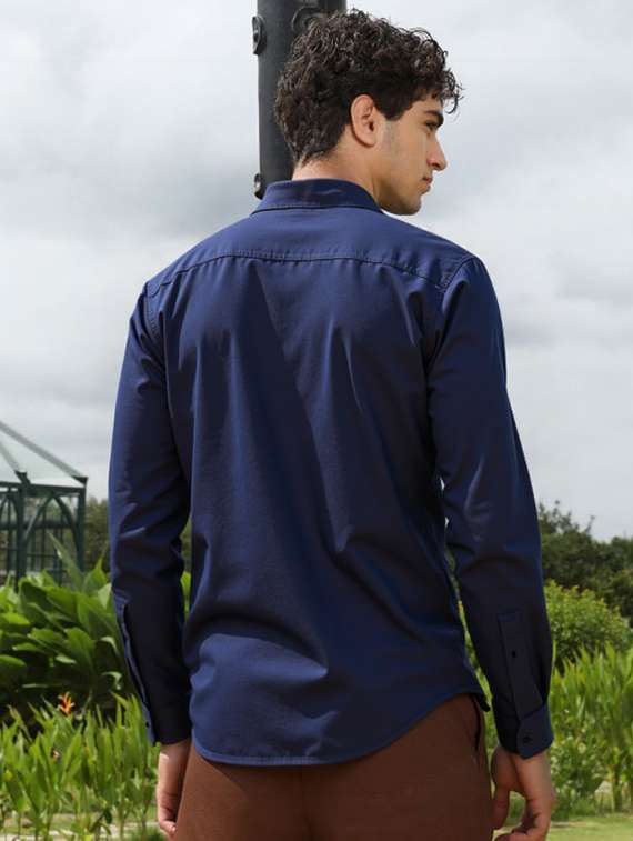 men solid long sleeve slim fit casual shirt - 22145798 - Standard Image - 2