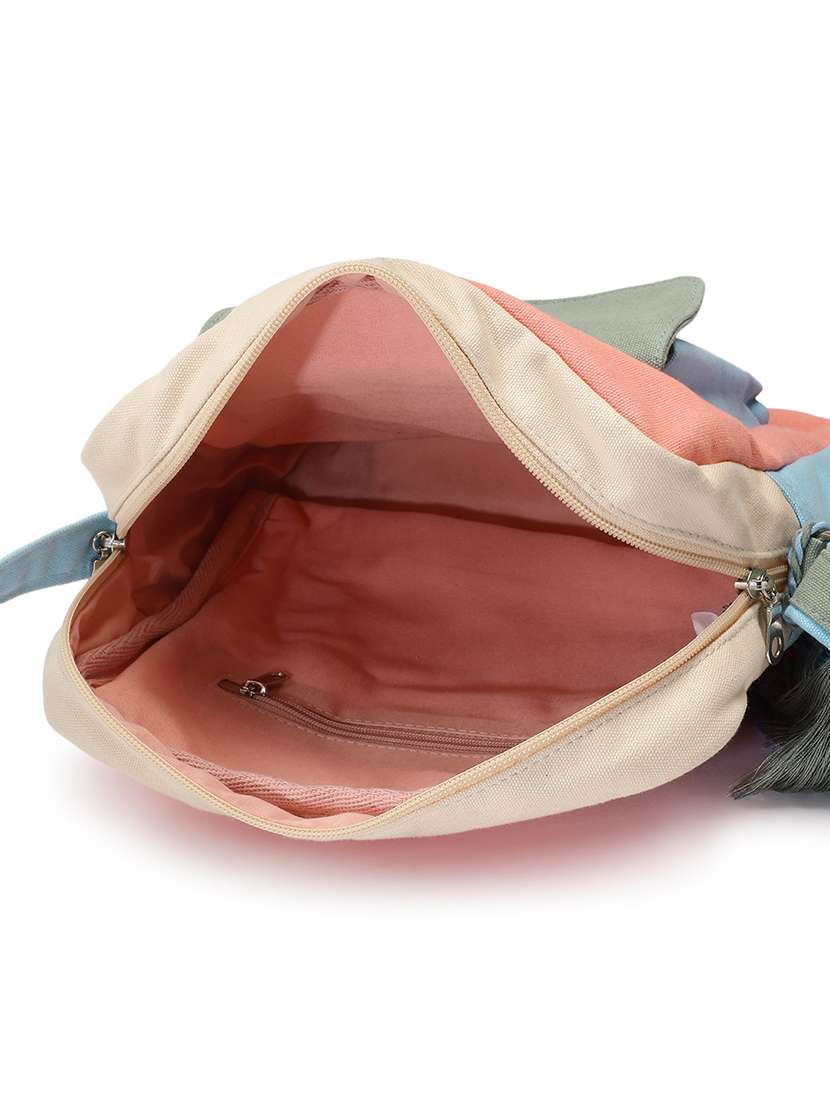 color block canvas sling bag with tassel - 22145800 -  Standard Image - 2