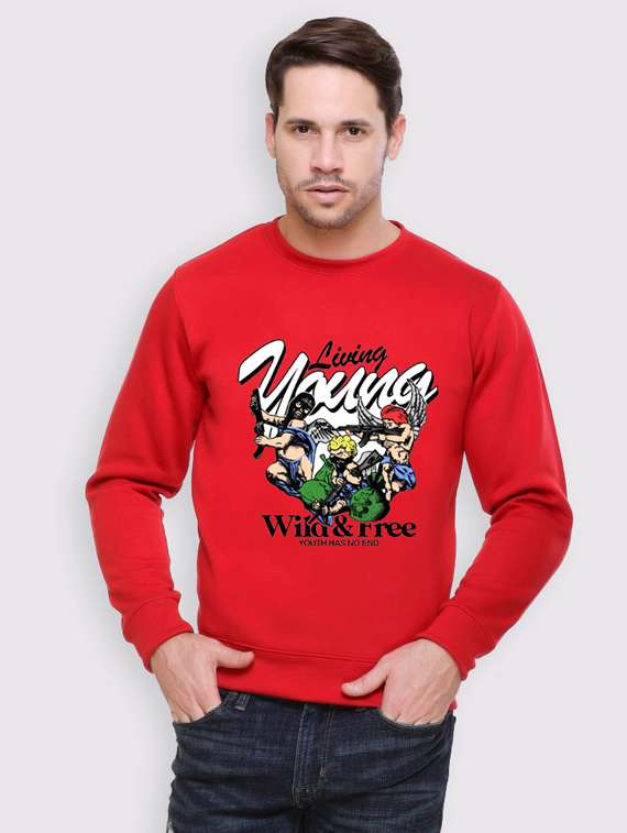 men front print long sleeve regular fit sweatshirt