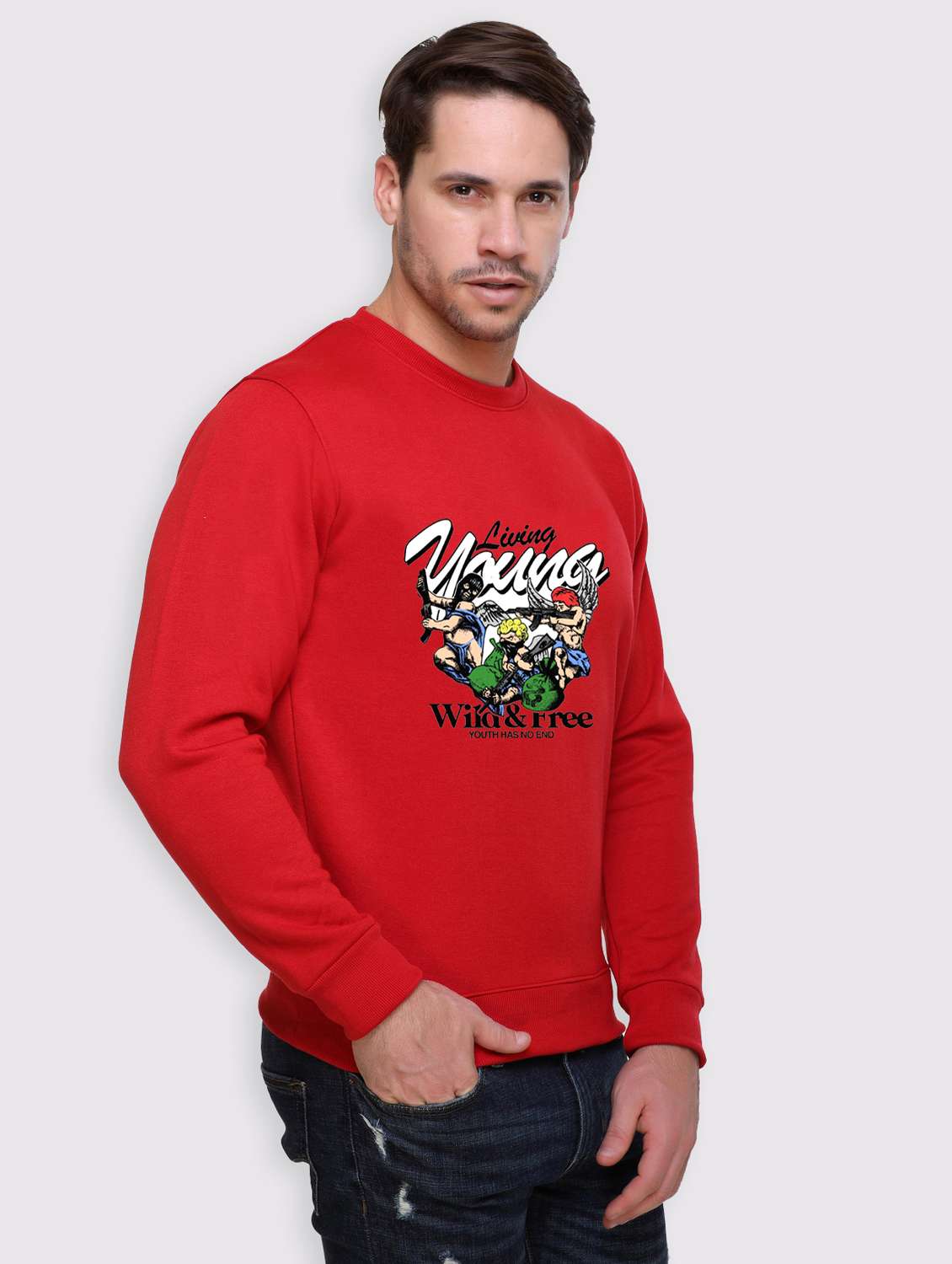 men front print long sleeve regular fit sweatshirt - 22146045 -  Standard Image - 2