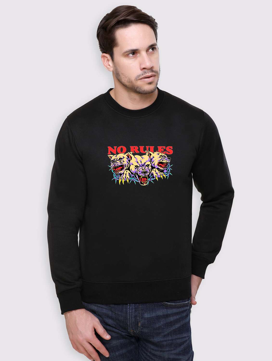 men chest print long sleeve regular fit sweatshirt