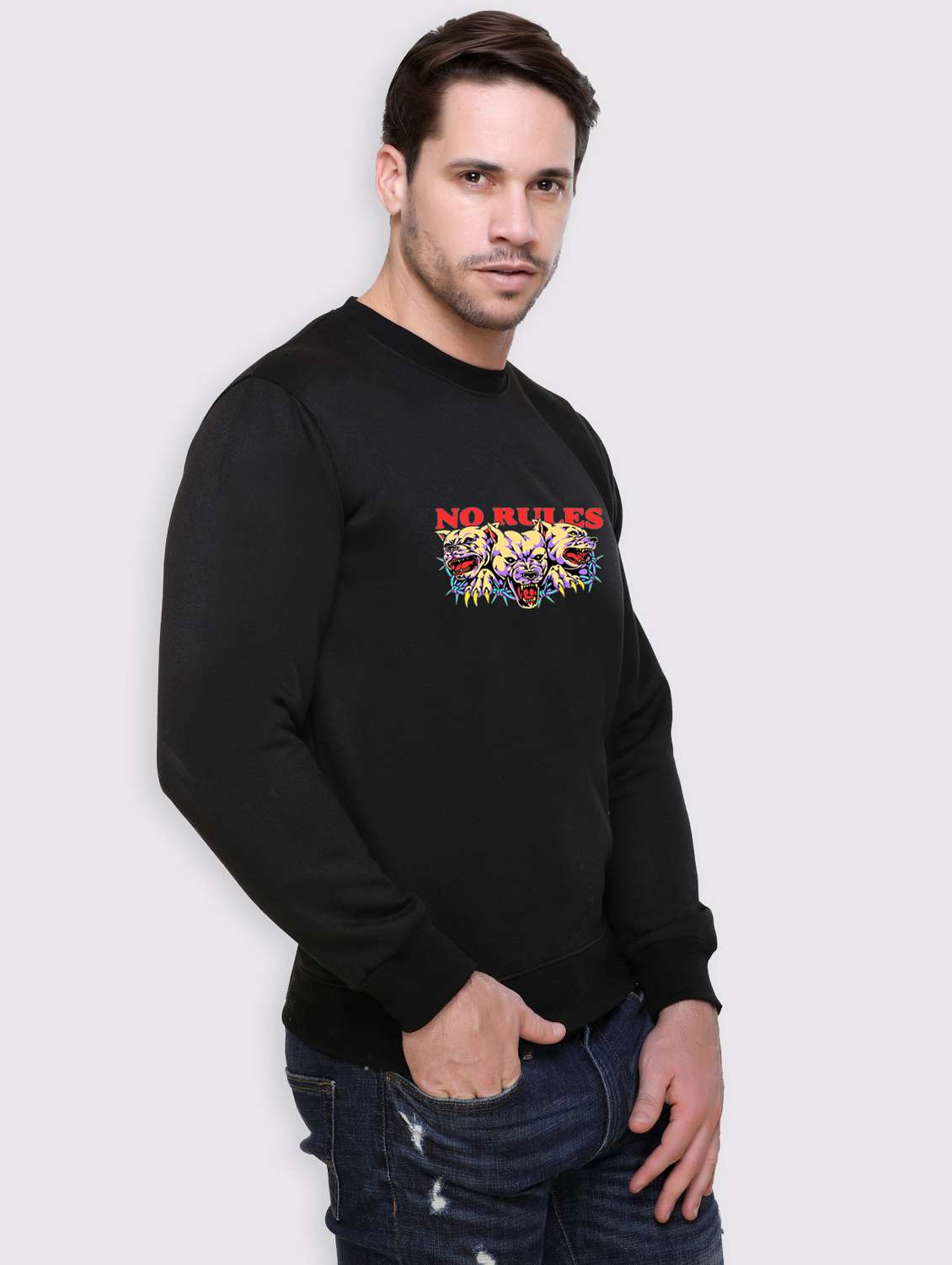 men chest print long sleeve regular fit sweatshirt - 22146066 -  Standard Image - 2