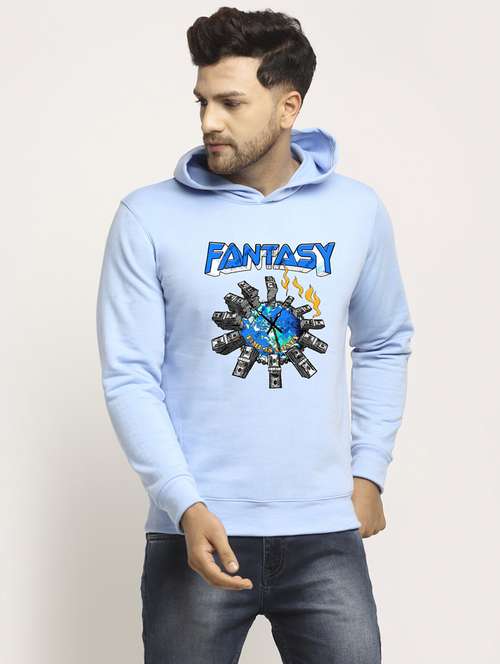 men front print long sleeve regular fit hooded sweatshirt - 22146072 -  Standard Image - 0