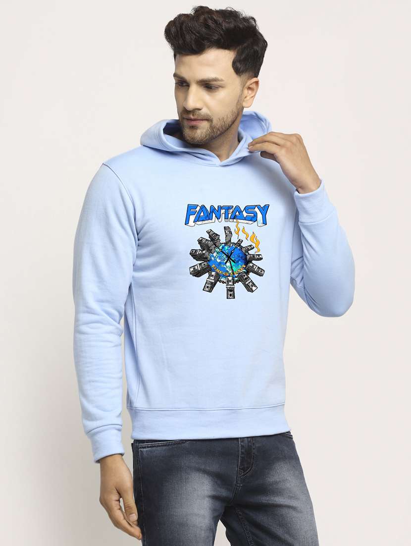 men front print long sleeve regular fit hooded sweatshirt - 22146072 - Standard Image - 2