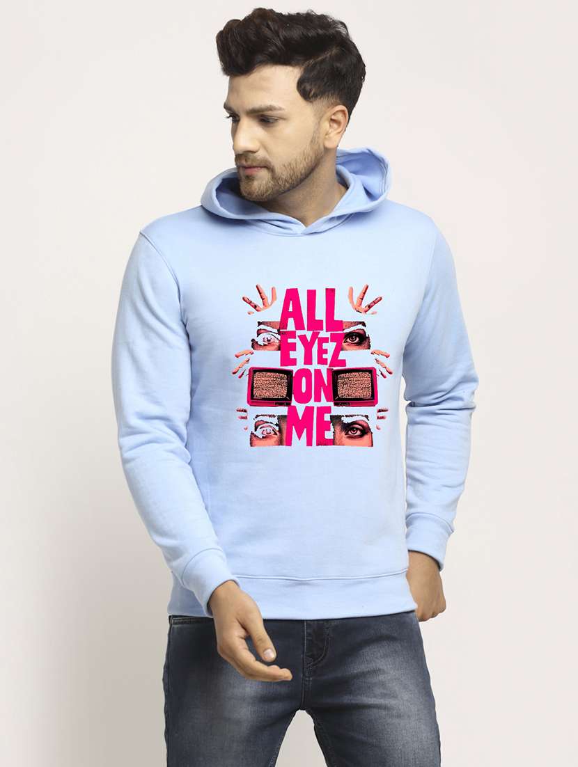 men front print long sleeve regular fit hooded sweatshirt