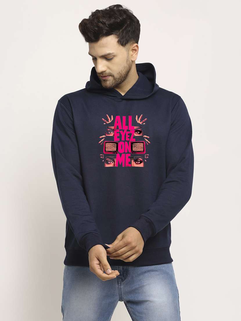 men front print long sleeve regular fit hooded sweatshirt