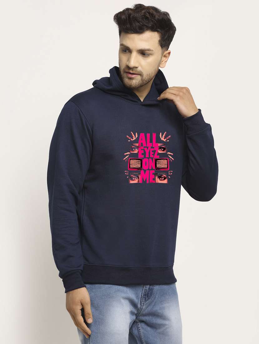 men front print long sleeve regular fit hooded sweatshirt - 22146076 -  Standard Image - 2