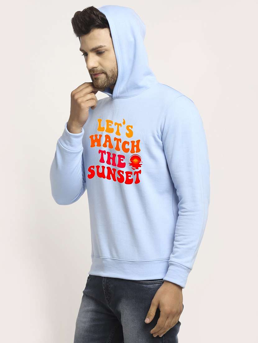 men front print long sleeve regular fit hooded sweatshirt - 22146078 -  Standard Image - 2