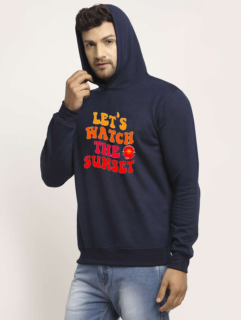 men front print long sleeve regular fit hooded sweatshirt - 22146079 -  Standard Image - 2