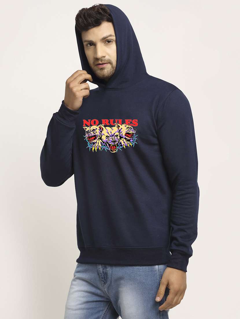 men chest print long sleeve regular fit hooded sweatshirt - 22146085 -  Standard Image - 2