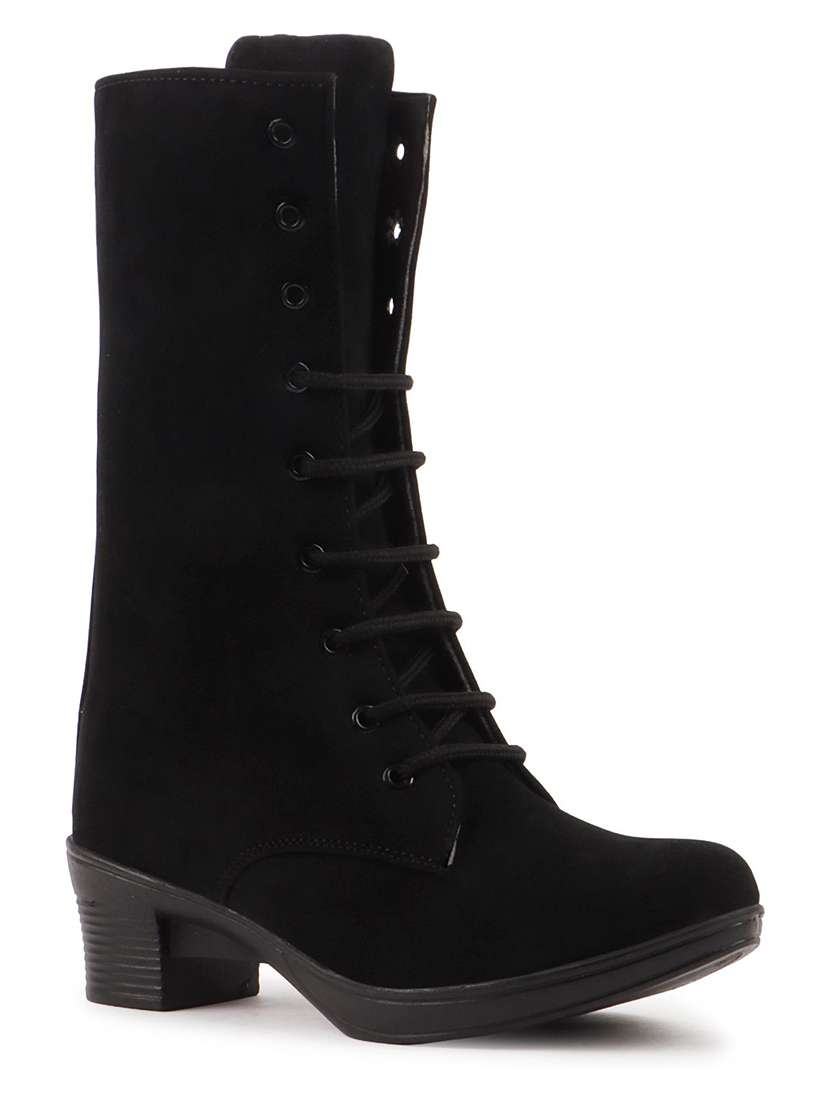 women solid lace up calf length boot - 22146132 -  Standard Image - 2