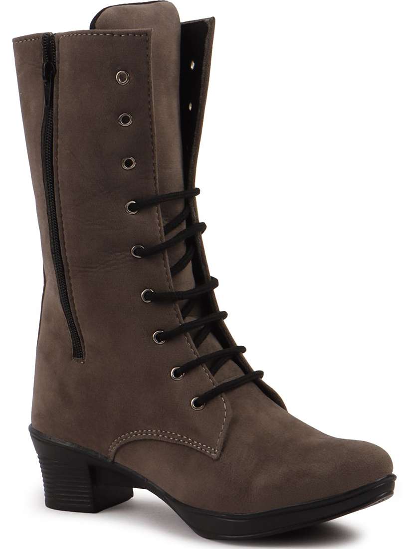 women solid lace up calf length boot - 22146134 -  Standard Image - 2