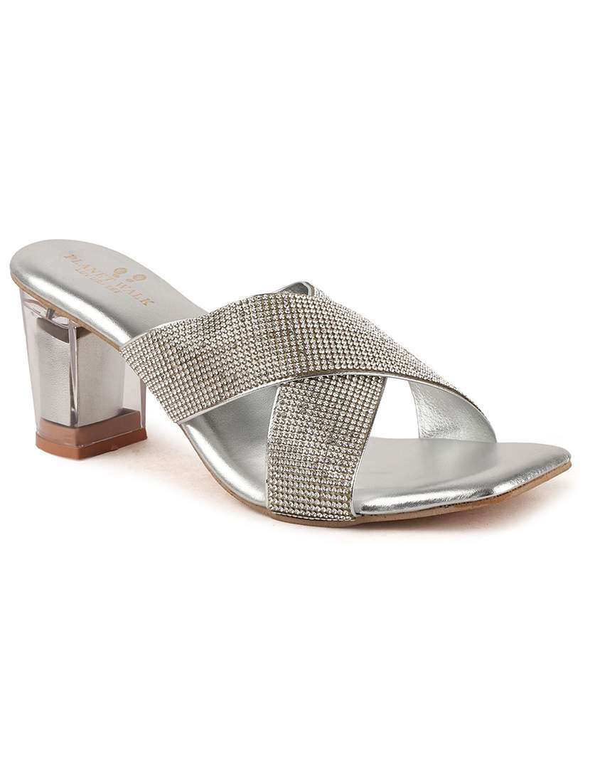 women silver slip on sandal - 22146142 -  Standard Image - 2