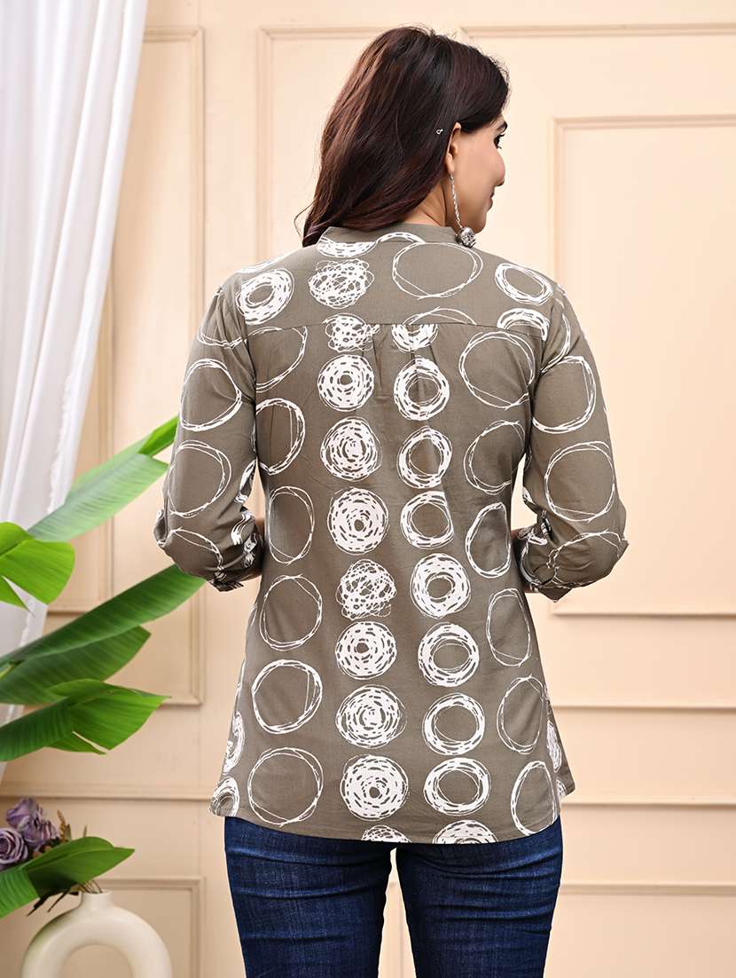 women printed three quarter sleeve ethnic top - 22146148 - Standard Image - 2