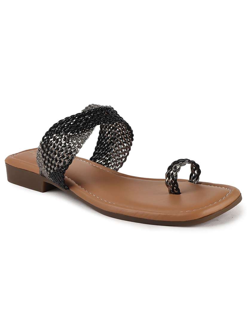 women textured one toe flat sandal - 22146151 -  Standard Image - 2