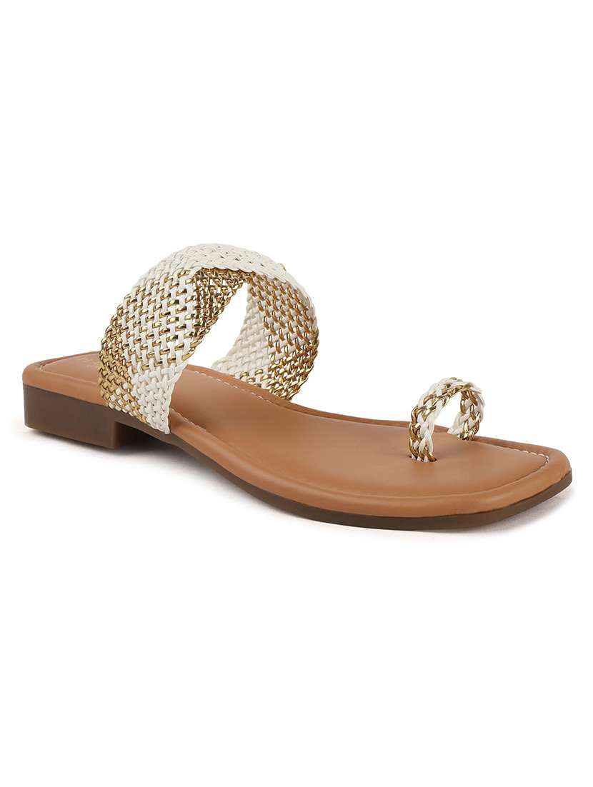 women textured one toe flat sandal - 22146153 -  Standard Image - 2