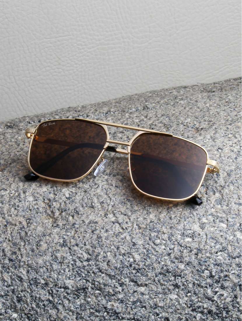 ted smith unisex aviator gold black sunglasses with uv protected lenses
