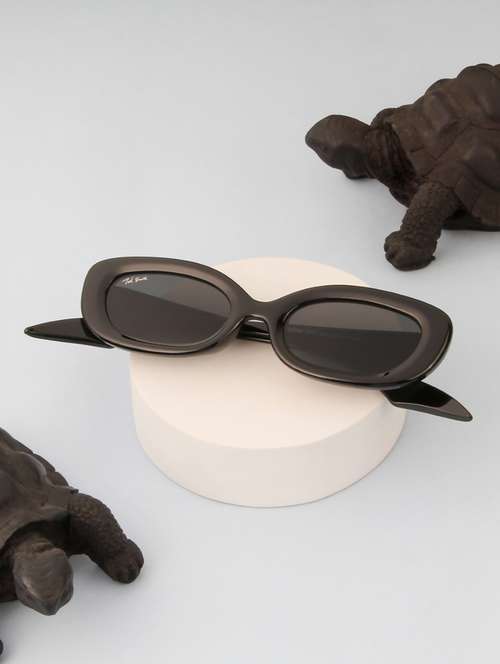 ted smith women oval black sunglasses with uv protected lenses - 22146511 -  Standard Image - 0