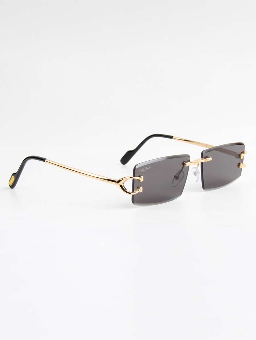 ted smith unisex rimless rectangle gold black uv protected sunglasses - 22146514 -  Standard Image - 2