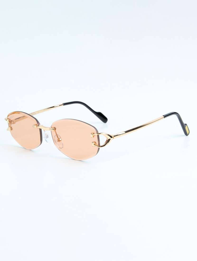 ted smith unisex rimless oval gold pink sunglasses with uv protected lenses - 22146520 -  Standard Image - 2