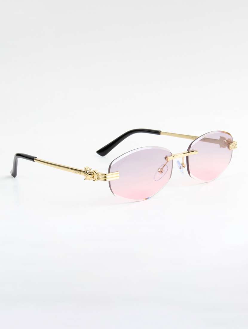 ted smith unisex rimless oval gold purple pink sunglasses with uv protected lenses - 22146524 -  Standard Image - 2