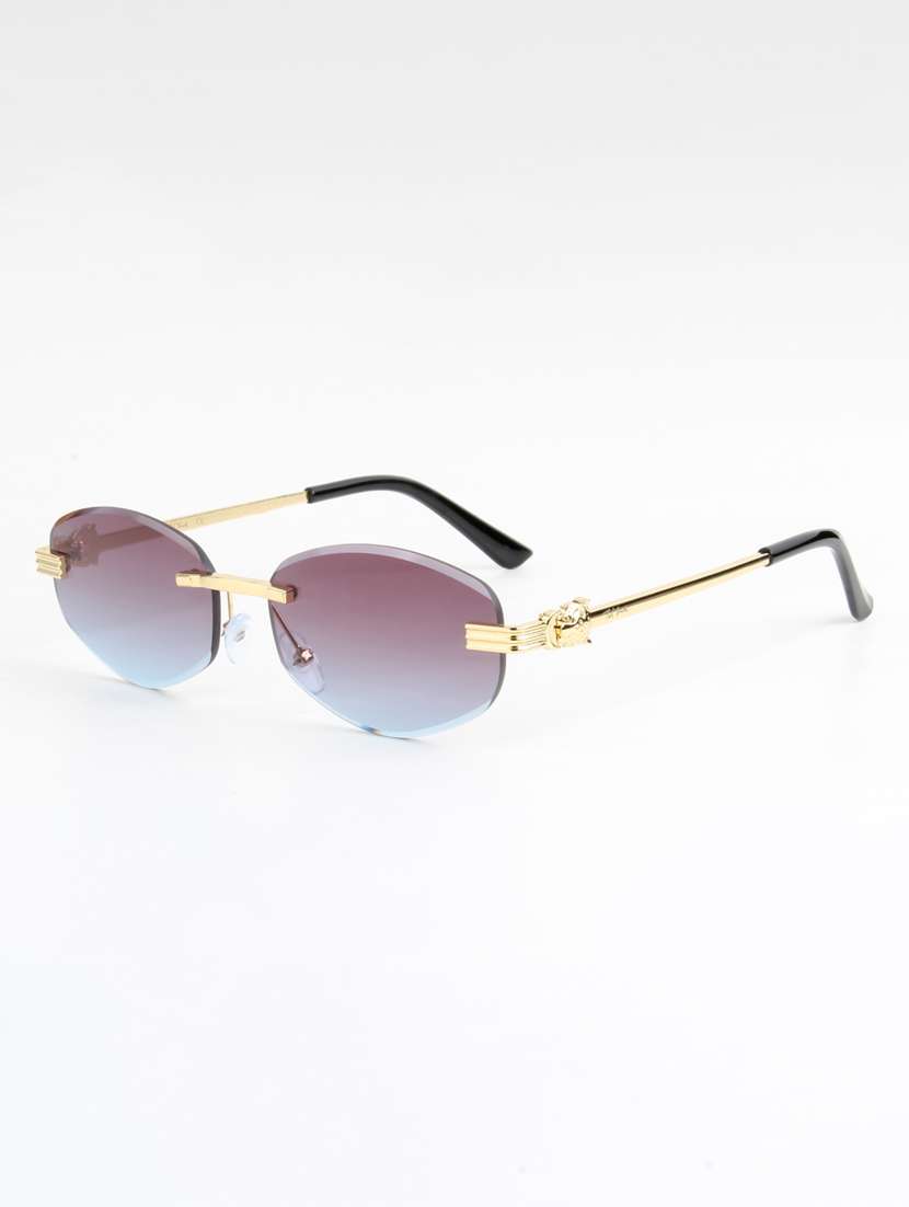 ted smith unisex rimless oval gold purple pink sunglasses with uv protected lenses - 22146526 -  Standard Image - 2