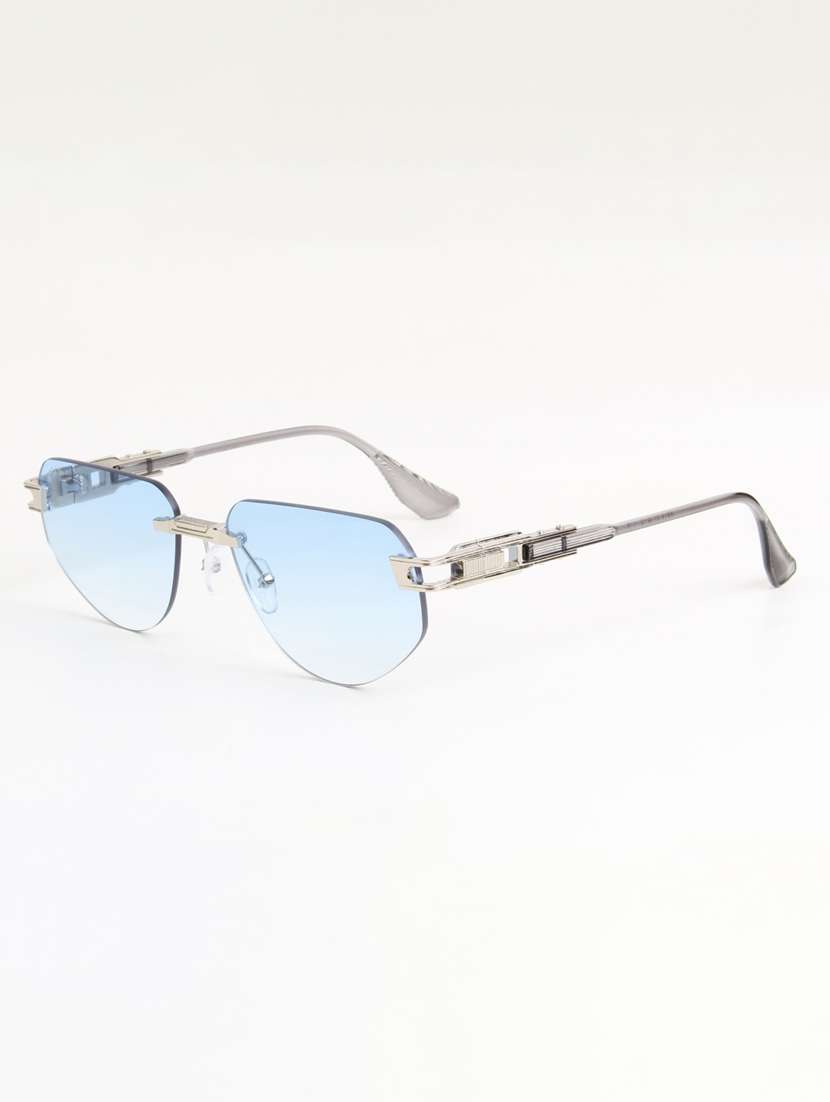 ted smith unisex rimless aviator gold black sunglasses with uv protected lenses - 22146538 -  Standard Image - 2