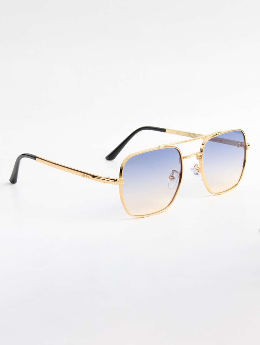 ted smith unisex aviator square gold green sunglasses with uv protected lenses - 22146543 -  Standard Image - 2